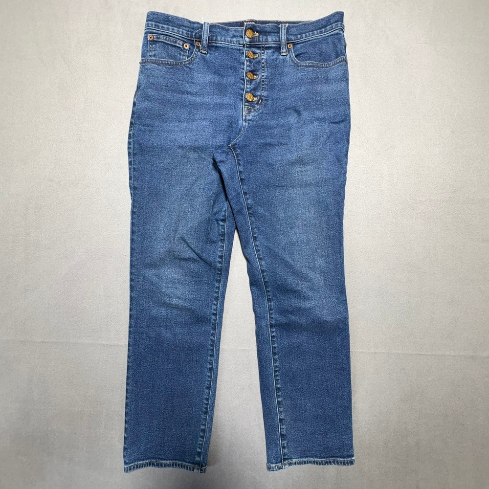 J.Crew Essential Straight High Rise Button Fly Blue Denim Jeans Size 29